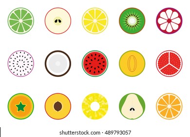 Collection of vector fruit icons.