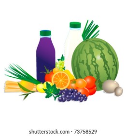 Collection of vector fruits and veggies