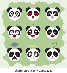 Collection of vector funny panda smilies