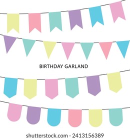 
Collection of vector garland flags for birthday, baby shower, party designs