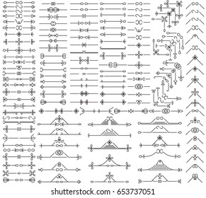 Collection of vector geometric line art design elements. 