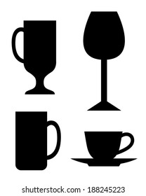 A collection of vector glasses and mugs