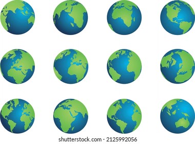 A collection of vector globes for artwork compositions and presentations.