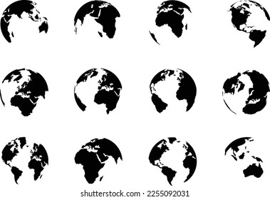 A collection of vector globes for artwork compositions and presentations.