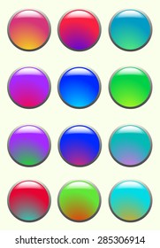 Collection of vector glossy buttons with color gradients