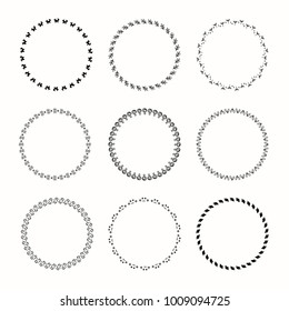 Collection of vector graphic circle frames. Wreaths for design