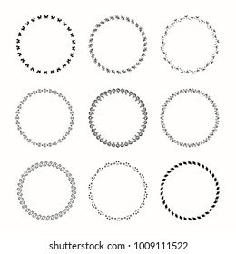 Collection of vector graphic circle frames. Wreaths for design