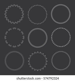 Collection of vector graphic circle frames. Wreaths for design