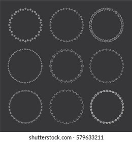 Collection of vector graphic circle frames. Wreaths for design