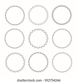 Collection of vector graphic circle frames. Wreaths for design