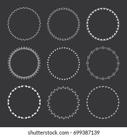 Collection of vector graphic circle frames. Wreaths for design
