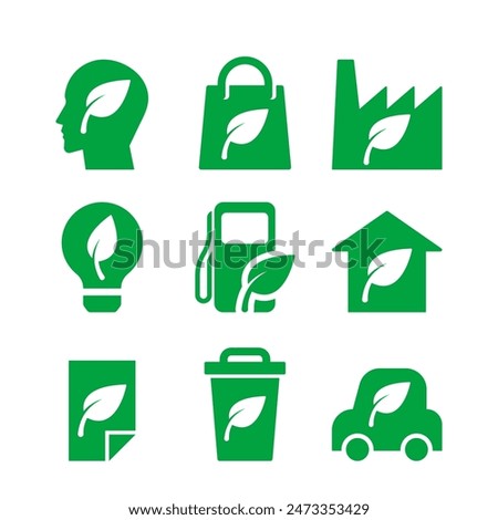 Collection Of Vector Green Ecology Icons Highlighting Sustainability And Eco-friendly Concepts. Renewable Energy