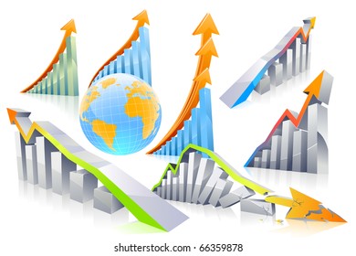 collection of vector growth and collapse bar graphs