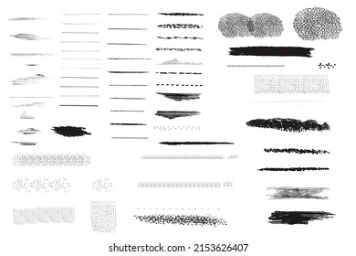 Colección de trazos de pincel de grunge vectorial aislados en blanco