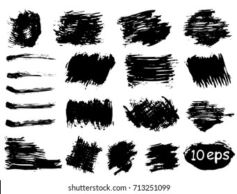 Collection of vector grunge brushes for creating logos, lines and headers. Dirty artistic design elements on withe.