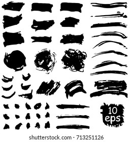 Collection of vector grunge brushes for creating logos, lines and headers. Dirty artistic design elements on withe.