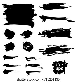Collection of vector grunge brushes for creating logos, lines and headers. Dirty artistic design elements on withe.