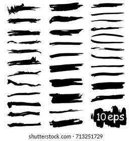 Collection of vector grunge brushes for creating logos, lines and headers. Dirty artistic design elements on withe.