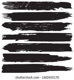 Collection of vector grunge brushes. Paint strokes with a dry brush. Abstract ink blots on a white background