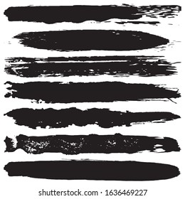 Collection of vector grunge brushes. Paint strokes with a dry brush. Abstract ink blots on a white background