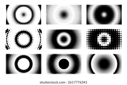 A collection of vector half tone dots banners