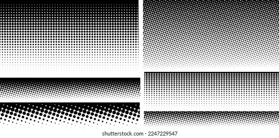 Kollektion von Vektorhintergründen. Pop Art Template für Ihr Design. Weit gepunktetes Muster mit Halbtoneffekt