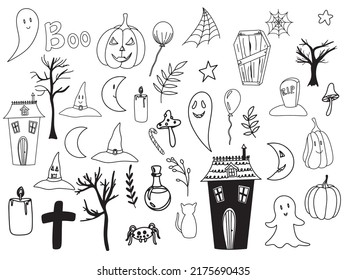 Colección de ilustraciones vectoriales de Halloween. Ilustraciones de decoración de productos, pegatinas, cortes. 