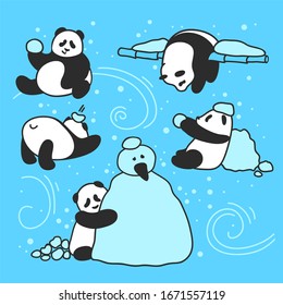 Collection of vector hand drawing  panda object