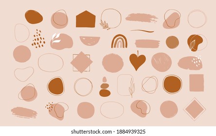 Collection of vector hand drawn abstract brush strokes, design elements, organic shapes, abstract backgrounds, logo elements