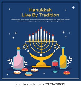 Collection of vector hand drawn flat hanukkah templates