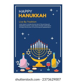 Collection of vector hand drawn flat hanukkah templates