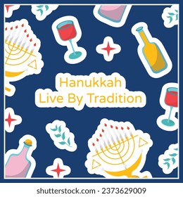 Collection of vector hand drawn flat hanukkah templates
