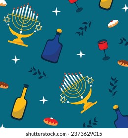 Collection of vector hand drawn flat hanukkah templates