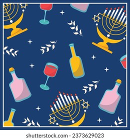 Collection of vector hand drawn flat hanukkah templates