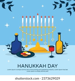 Collection of vector hand drawn flat hanukkah templates