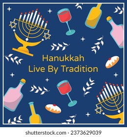 Collection of vector hand drawn flat hanukkah templates
