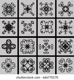 Collection of vector hand drawn geometric elements, logo design,icons, patterns. Abstract signs of symbols, stylized stars, spiral, set of laces.Vintage. Wicker lines. Doodles.Swirls.Tattoo designs.