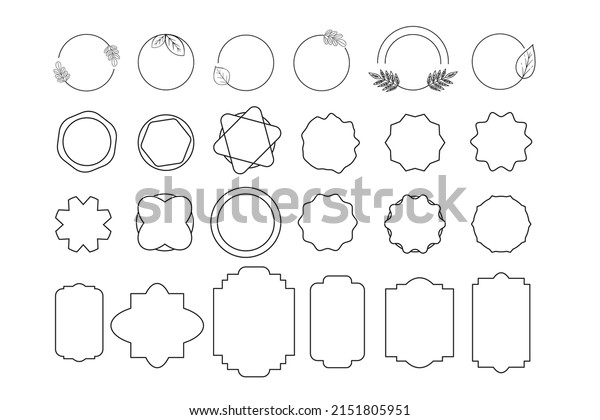 Collection of vector hand drawn\
logo design elements, geometric floral frames, borders, wreaths,\
detailed decorative illustrations. Trendy Line drawing, lineart\
style