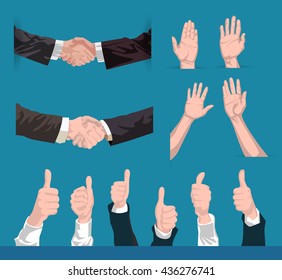 colección de manos vectoriales temblando, sosteniéndose y apreciando, aceptando, según permiso