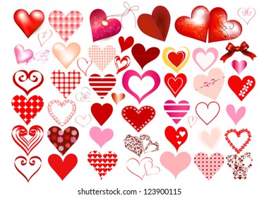 Collection of vector hearts for design