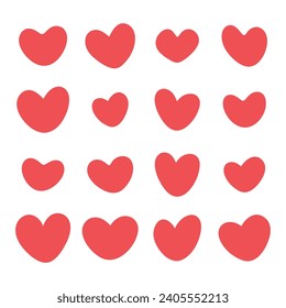 Collection of vector hearts elements on white background. Valentine's Day decorative elements.
