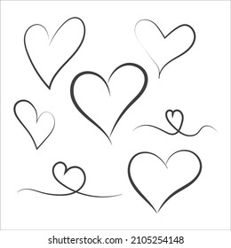 collection of vector hearts on white background