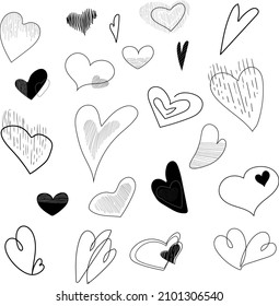 Colección de corazones vectoriales. Conjunto de elementos de diseño para el día de San Valentín. Corazón monocromo. Elementos de amor mínimos