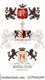 Collection of vector heraldic elements for logotype design
