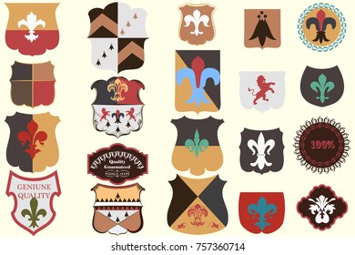 Collection of vector heraldic elements in vintage style