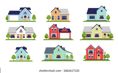 Collection of vector houses - 9 house illustrations to use in your own illustration. 