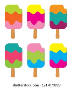 
Collection of vector ice cream bitten off illustration isolated on white