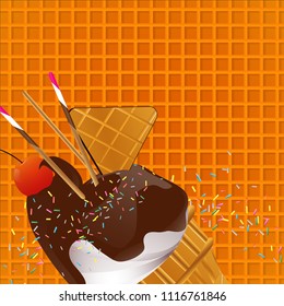 Collection vector ice cream Home Made background. illustrations isolated.