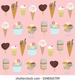 Collection of vector ice cream illustrations isolated on white
