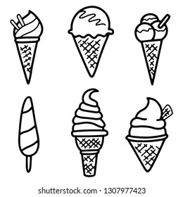 Collection of vector ice cream illustrations drawn by hand isolated on background - Vector